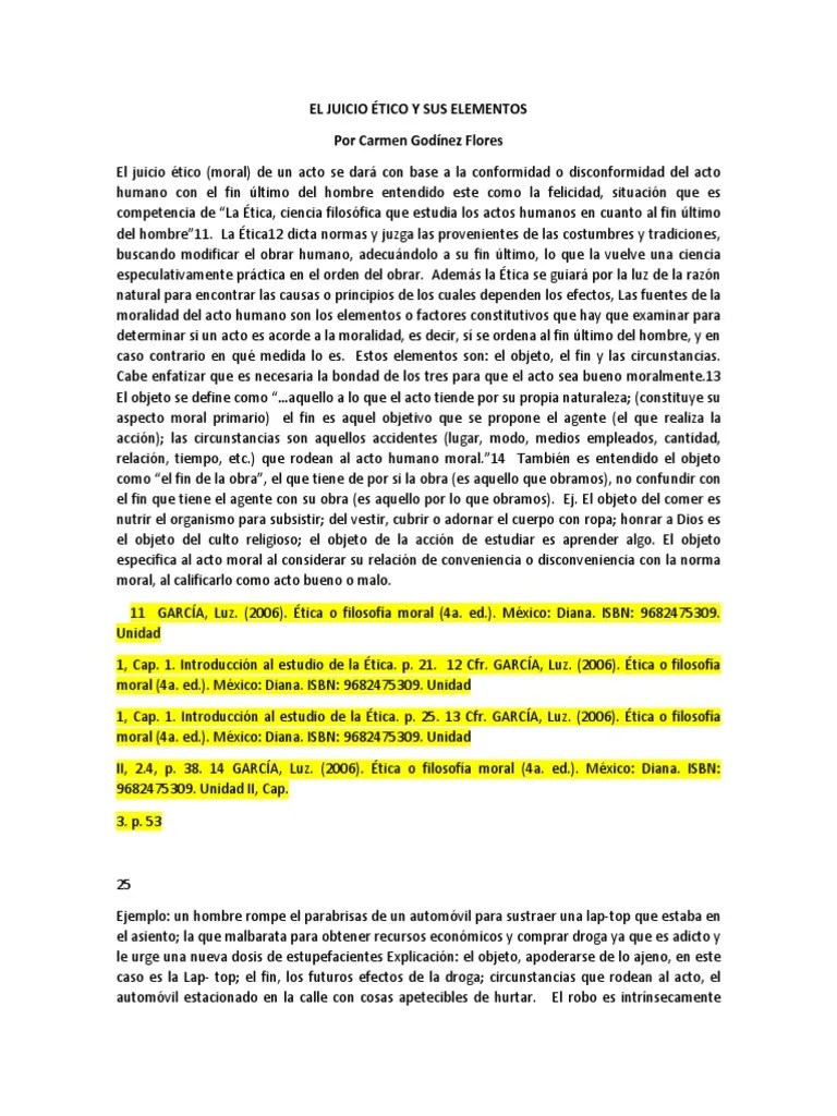 El Juicio Ético y Sus Elementos Moralidad Ciencia filosófica