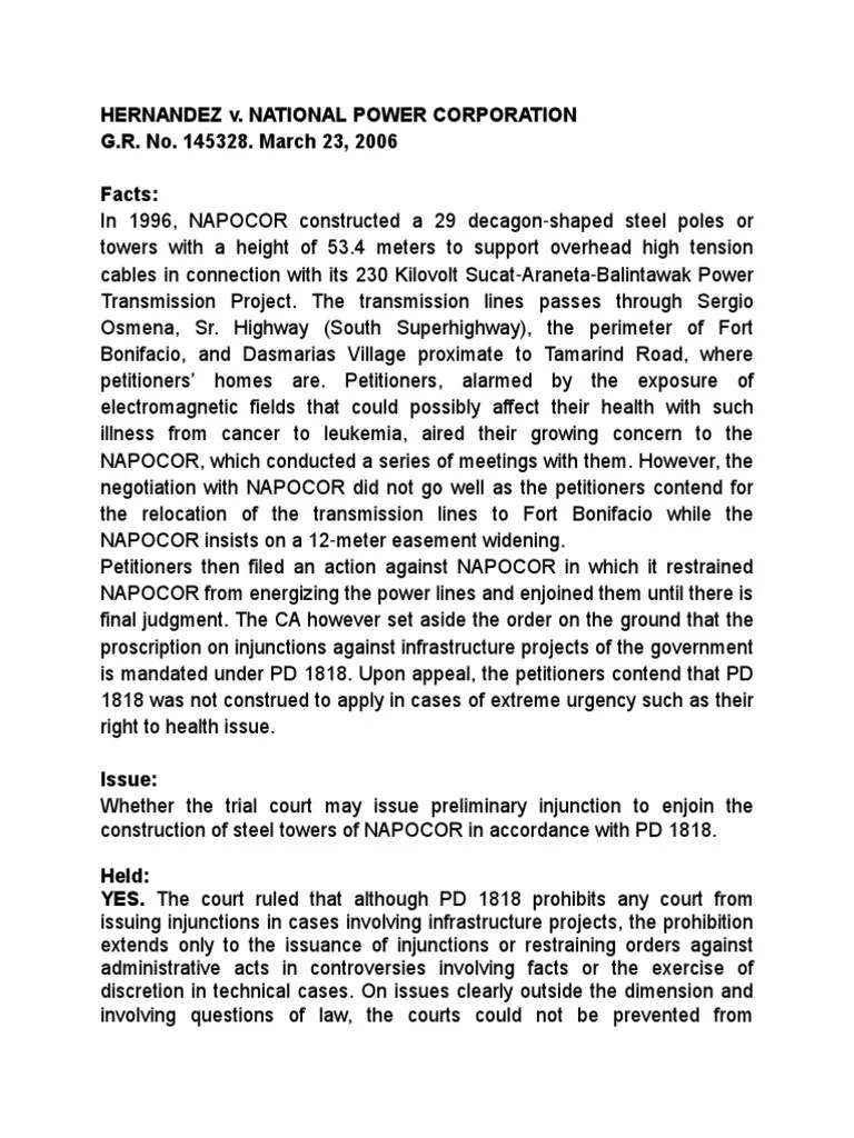 Hernandez V NPC Download Free PDF Injunction Judiciaries