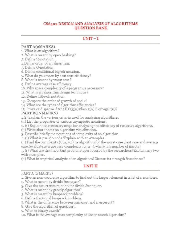 CS6402 QB PDF Dynamic Programming Combinatorics