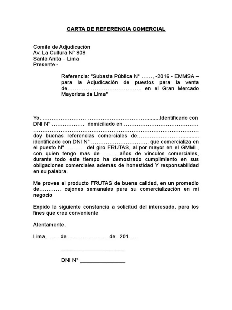 Modelo Carta Referencia Comercial Word Financial Report