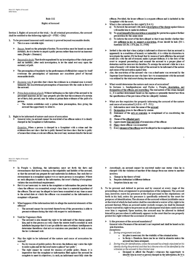 Rule 115 Rules of Court Witness Plea