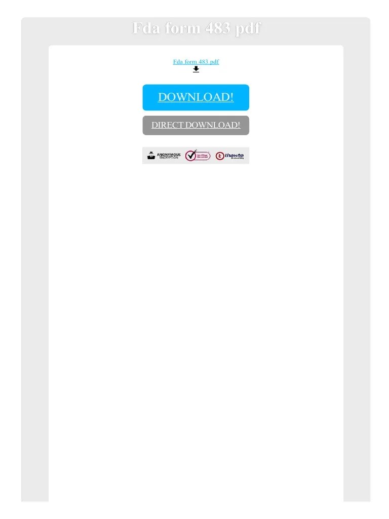 FDA Form 483 PDF Food And Drug Administration Pharmaceutical Industry