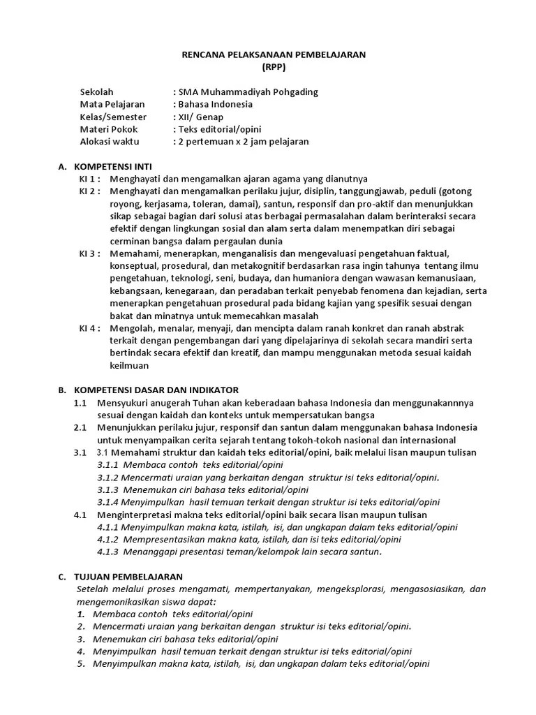 Rpp-Teks Editorial-Opini - 31-41 | PDF