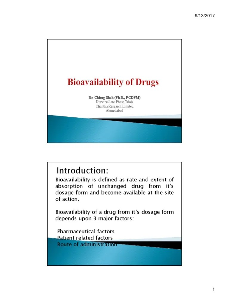 Bioavailability of Drugs PDF Bioavailability