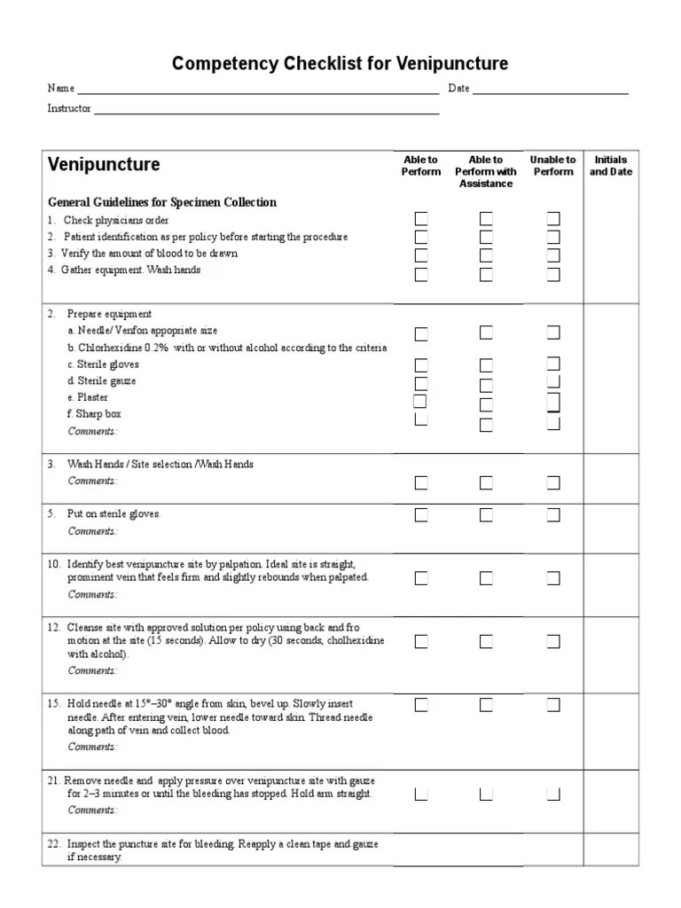 Final I. CompetencychecklistVenipuncture (1) Medicine Clinical