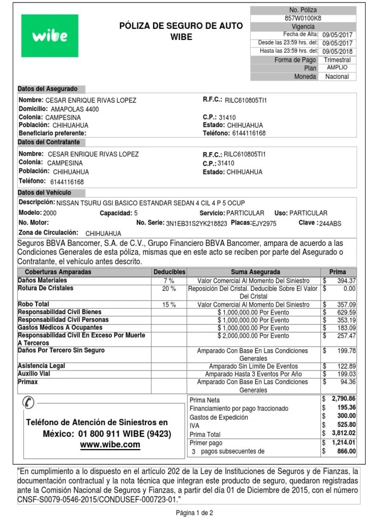poliza wibe.pdf Póliza de seguros Seguro