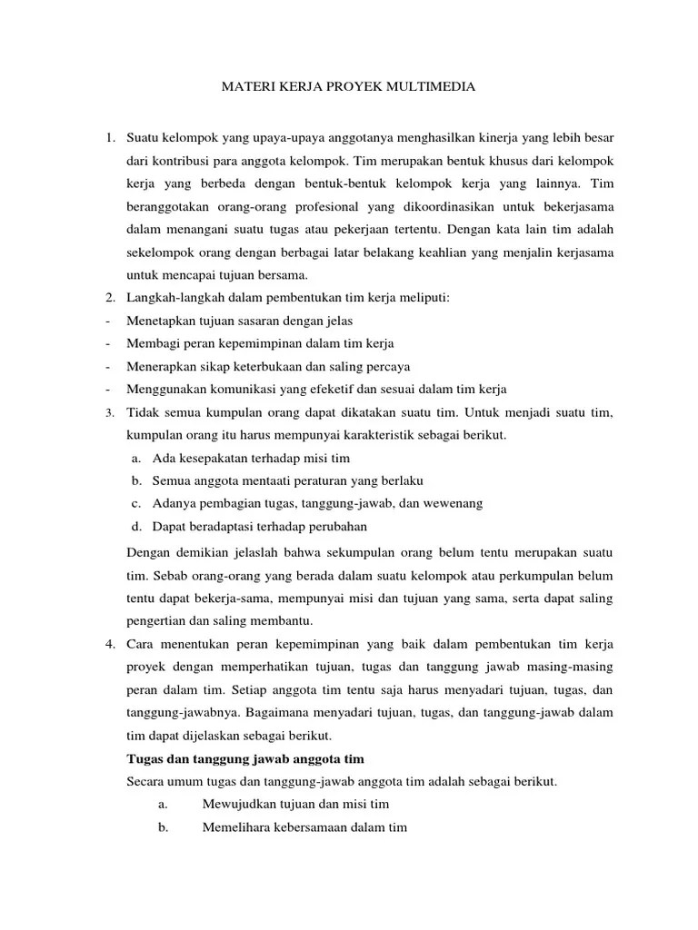 Materi Kerja Proyek Multimedia