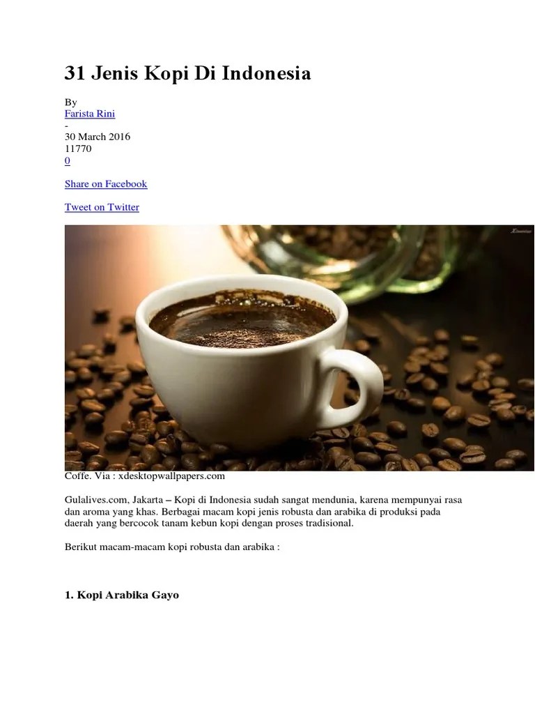 31 Jenis Kopi Di Indonesia PDF