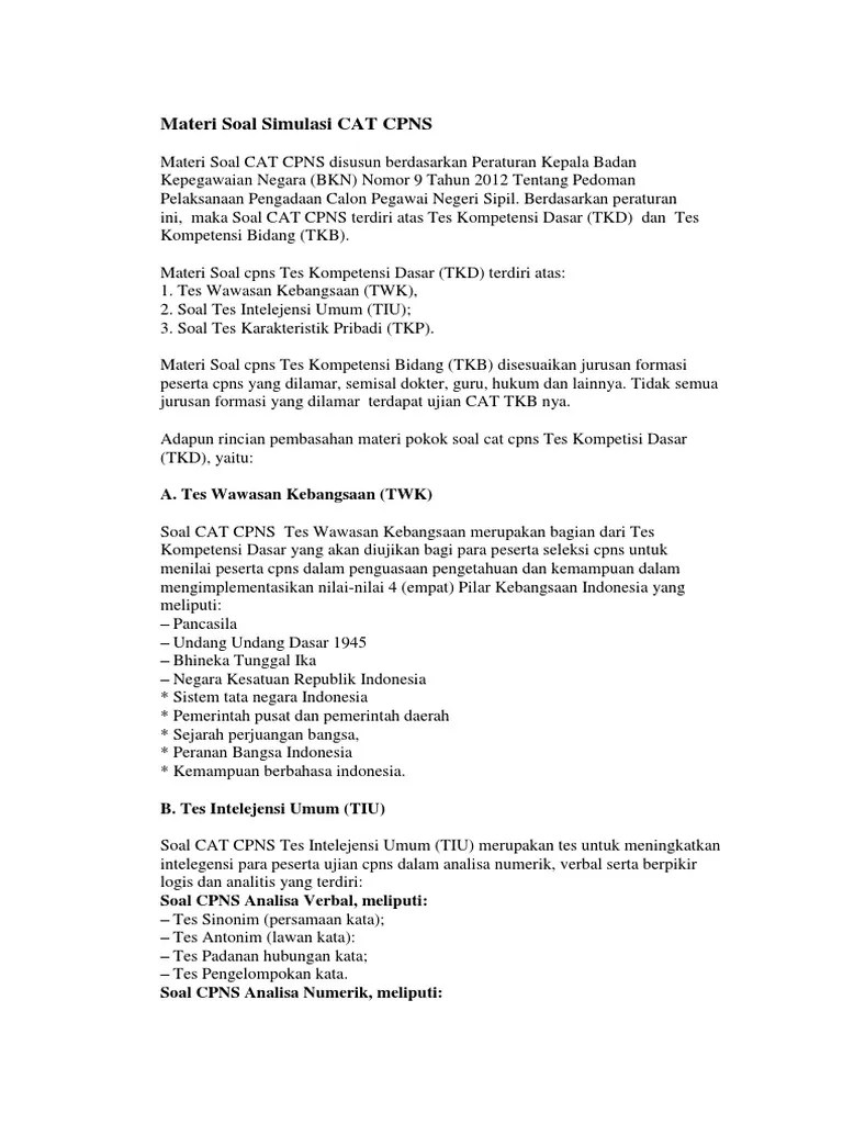 Soal Cpns Bahasa Indonesia Mata Pelajaran
