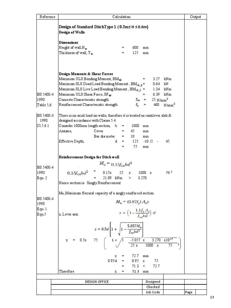 Drain Design Calculation PDF Bending Materials Science
