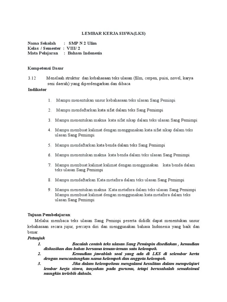 Teks Ulasan Struktur Dan Unsur Kebahasaan