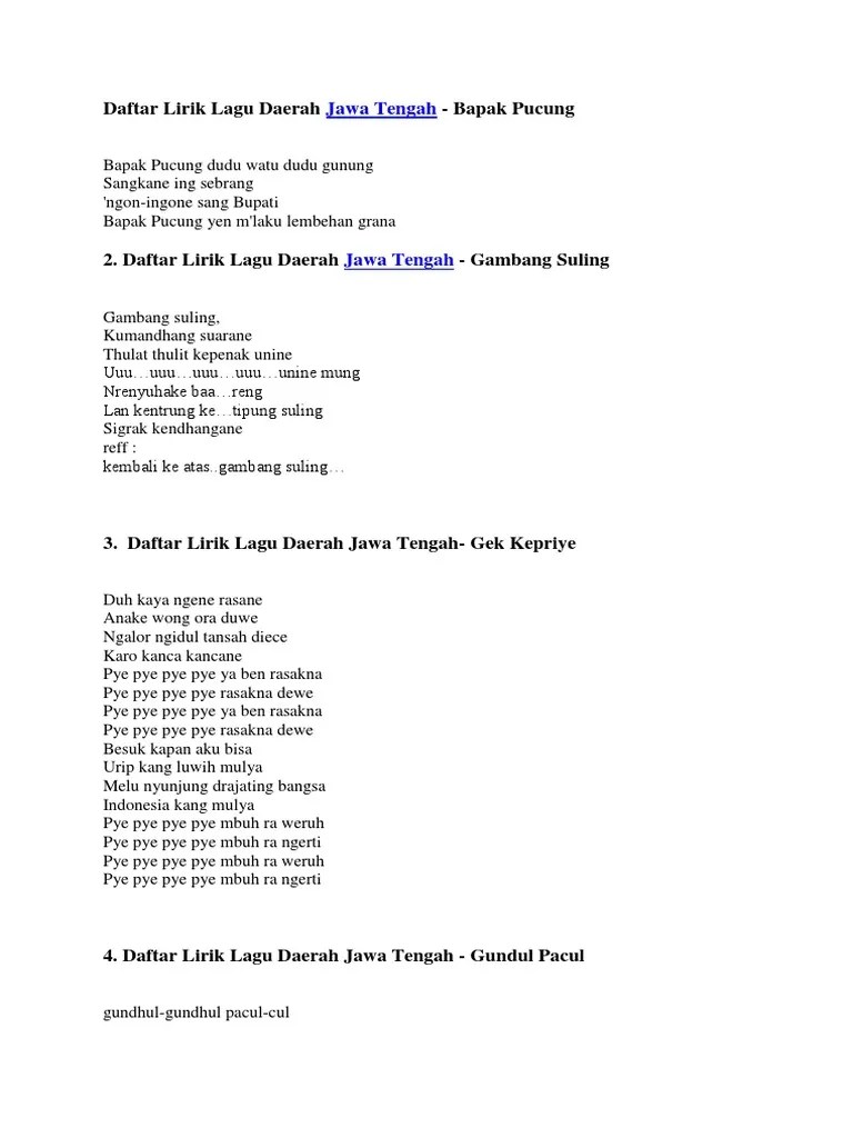 Lirik Lagu Gambang Suling