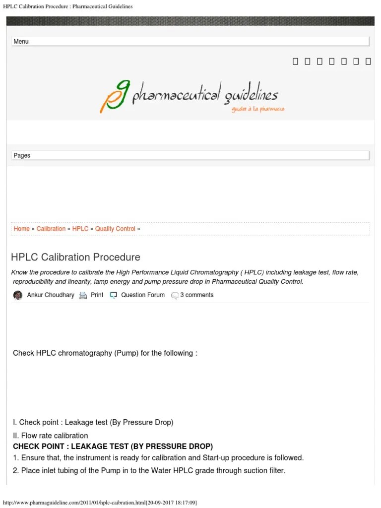 HPLC Calibration Procedure _ Pharmaceutical Guidelines High
