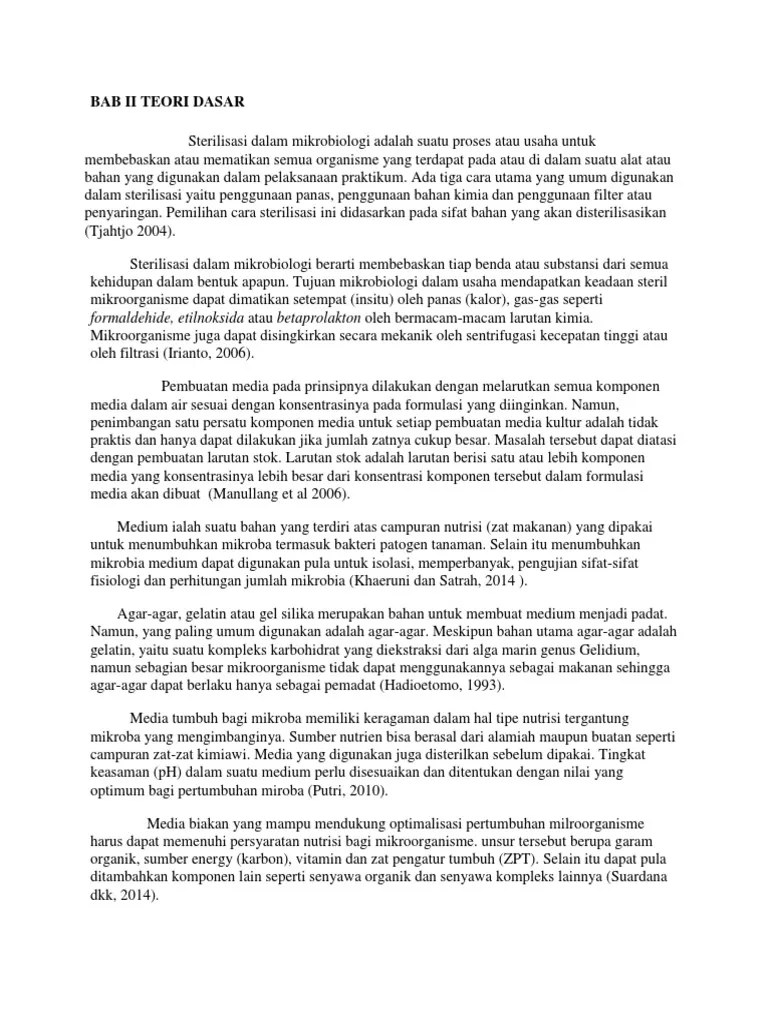Dasar Teori Pembuatan Media Dan Sterelisasi | PDF