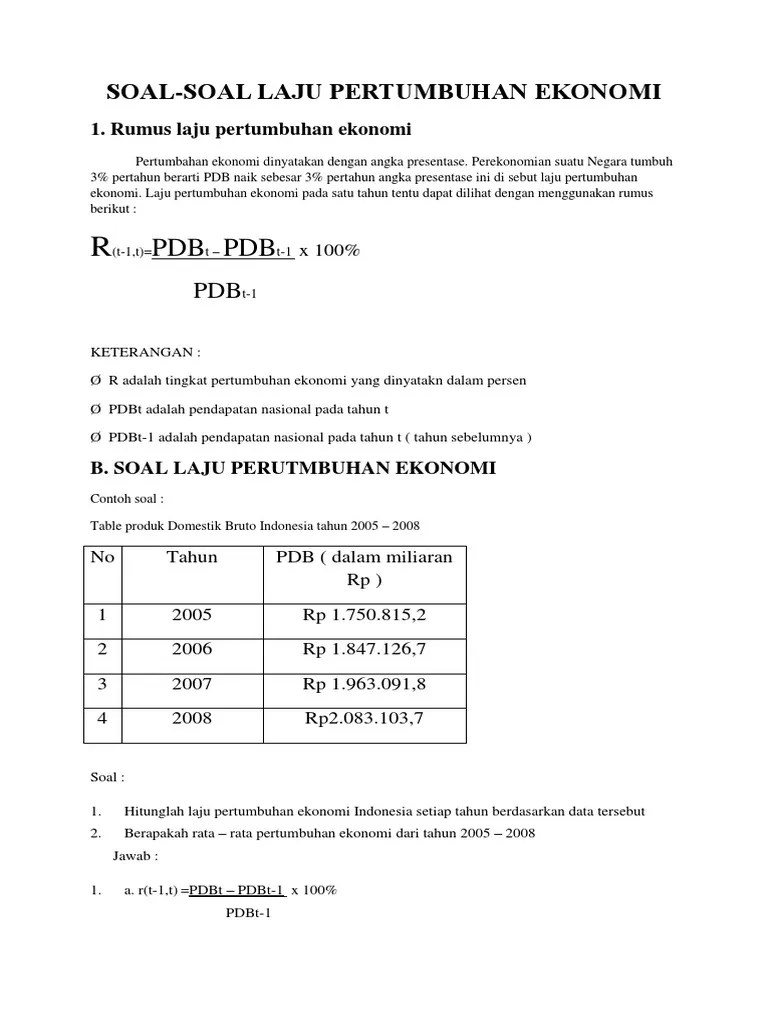 Rumus Laju Pertumbuhan Penduduk | PDF
