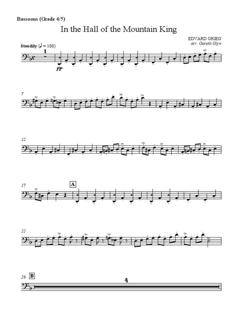 1 in The Hall of The Mountain King Bassoons (Grade 4/5) PDF Adaptations Of Works Compositions