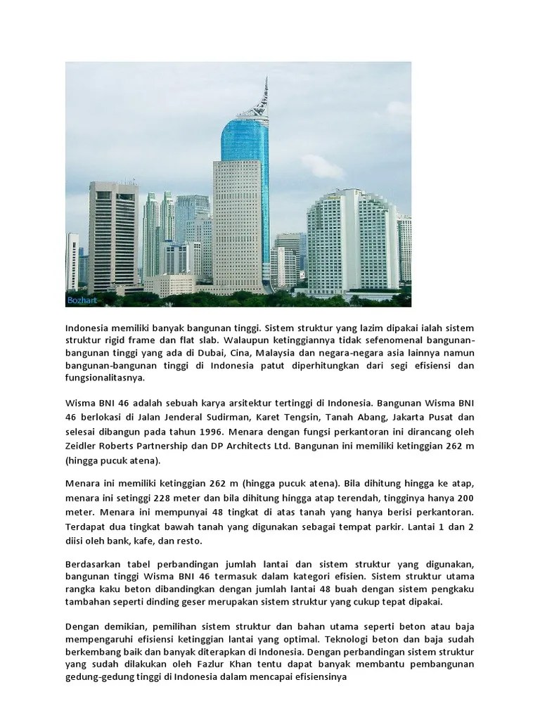 Wisma Bni 46 Dan Sistem Struktur Bangunan Tinggi | PDF
