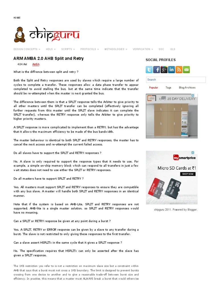 Arm Amba Ahb Split &amp; Retry Areas Of Computer Science
