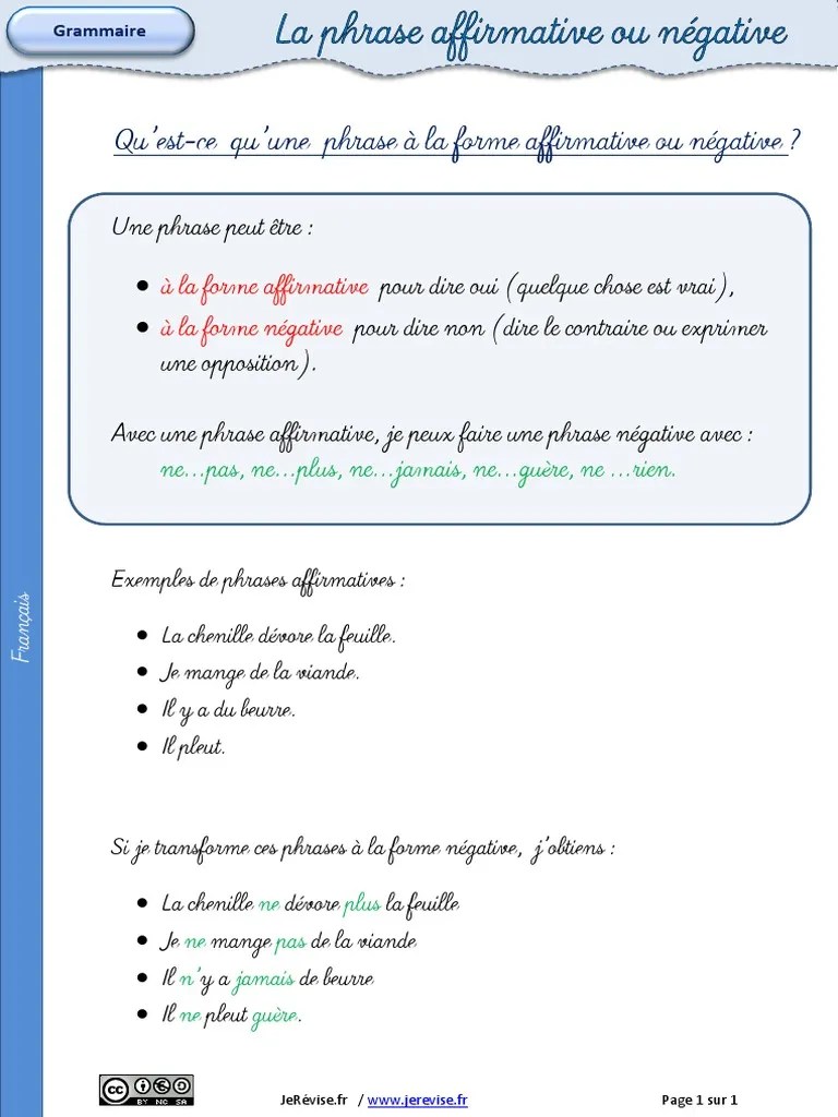 les phrases affirmatives exemples
