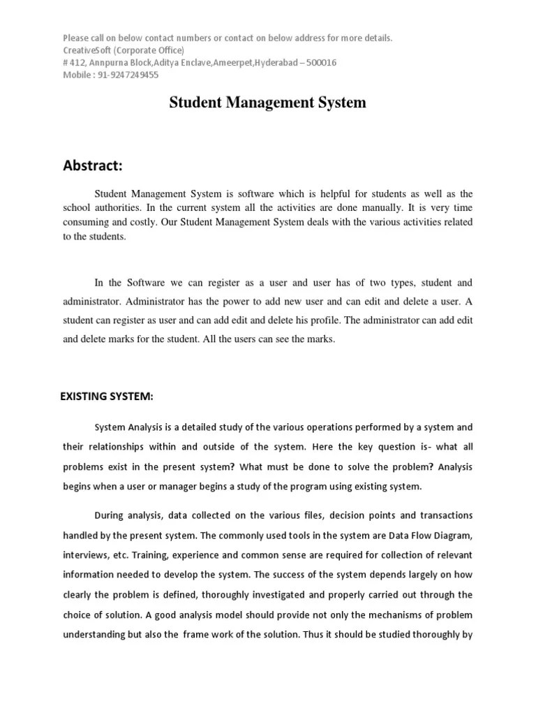26) Student Management System(Abstract).docx System Databases