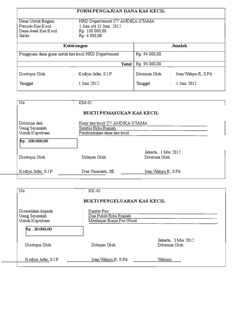 Lampiran Bukti Kas Kecil 1 | PDF