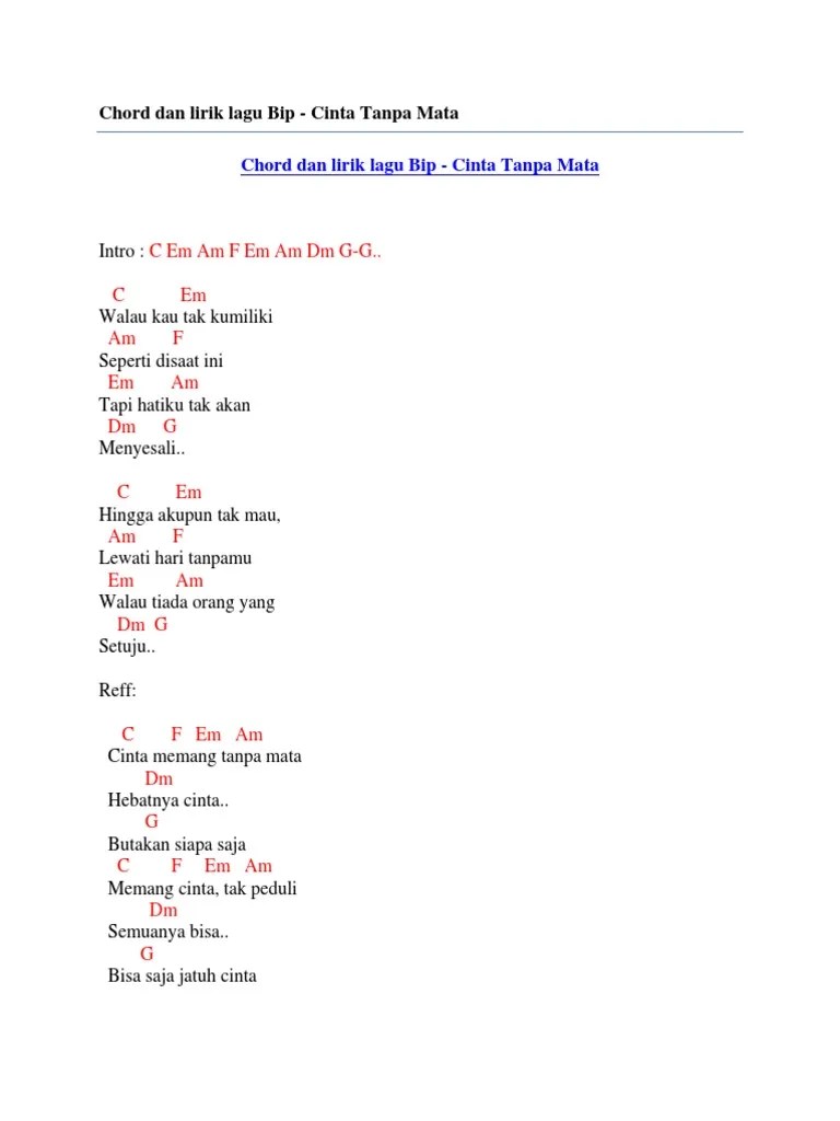 Lirik Lagu Bip Cinta Tanpa Mata Terkait Mata