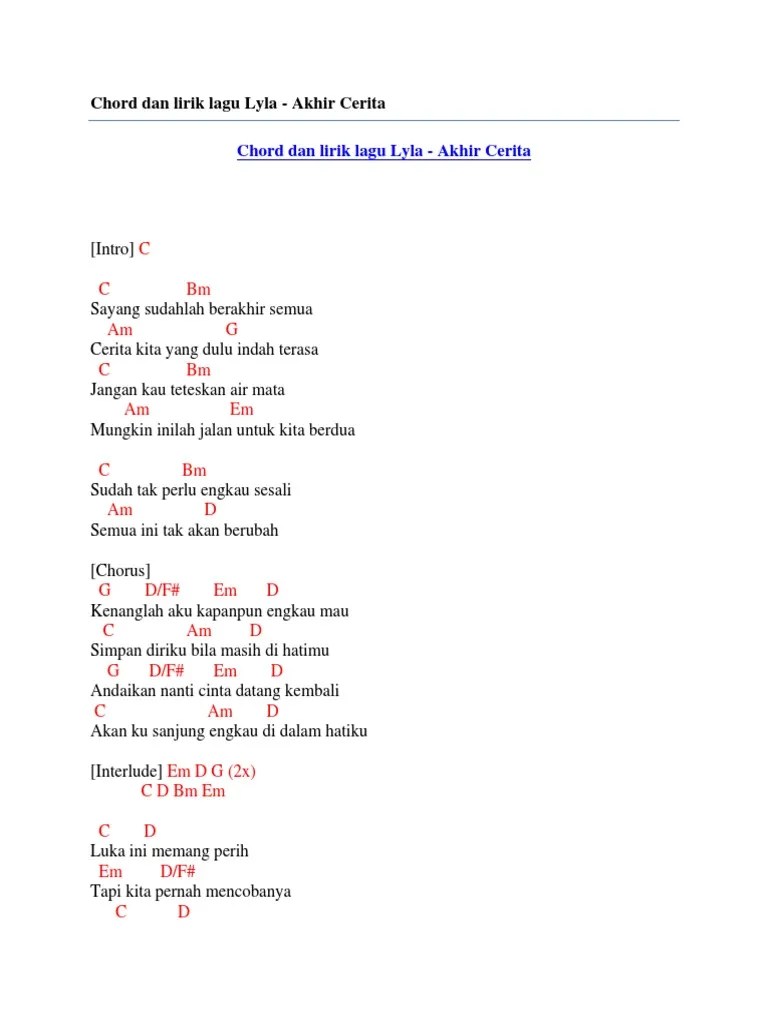 Chord Dan Lirik Lagu Lyla - Akhir Cerita | PDF