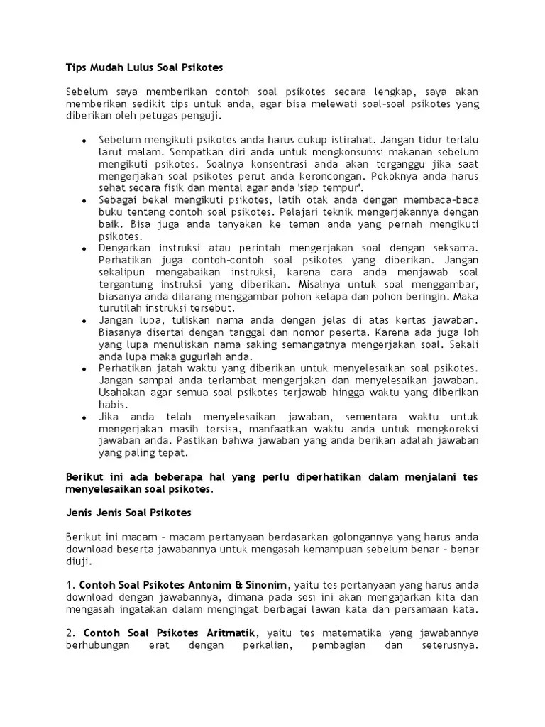 Tes Psikotes Gula Intan Psikotes Untuk Kamu