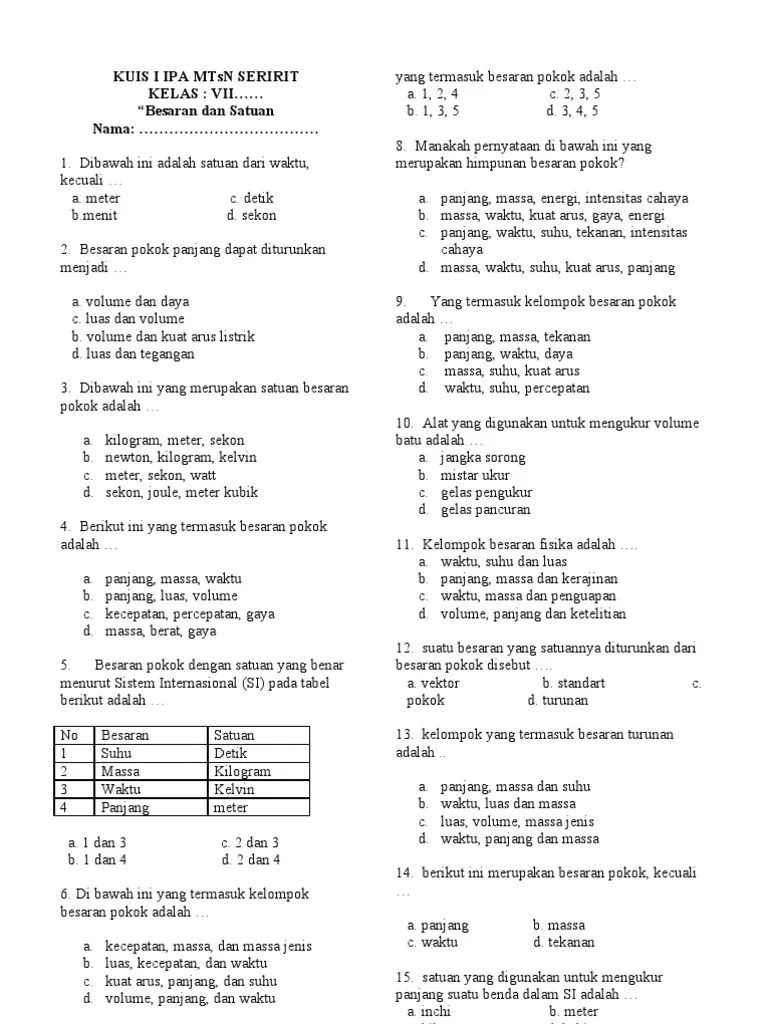 Berikut Ini Merupakan Satuan Panjang Baku Kecuali