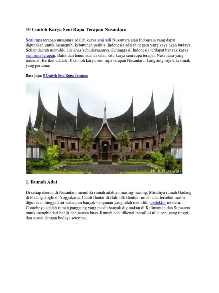 10 Contoh Karya Seni Rupa Terapan Nusantara | PDF