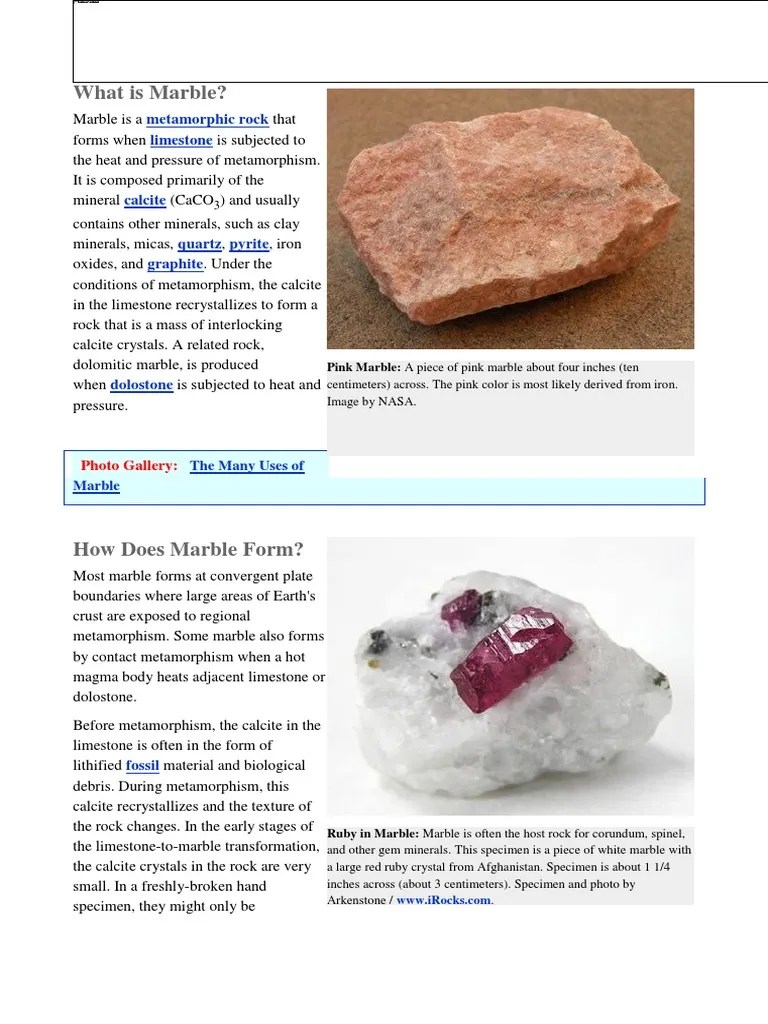 Marble Marble Rock (Geology)