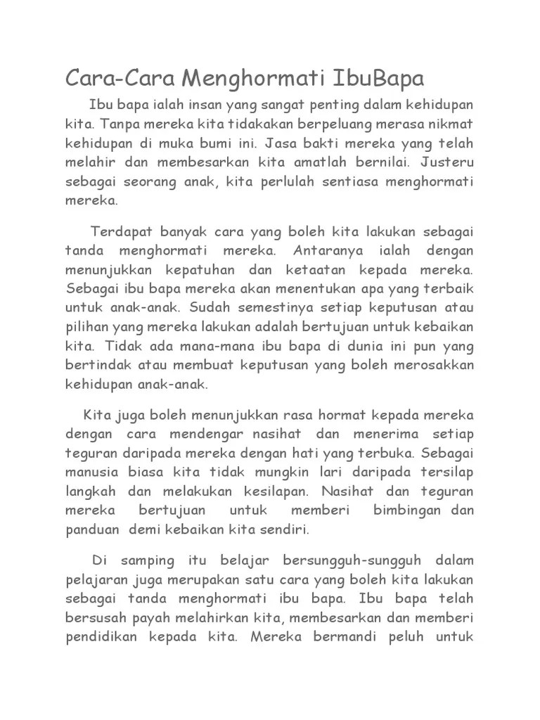 Karangan Mendengar Nasihat Ibu Bapa