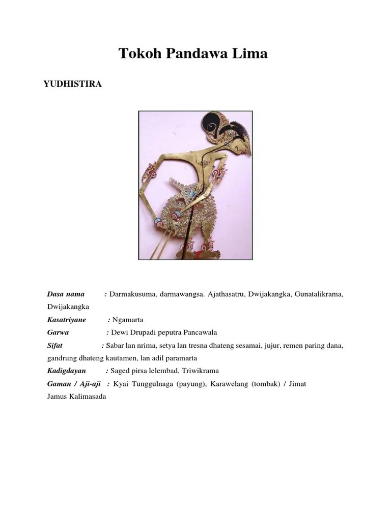 Tokoh Pandawa Lima | PDF