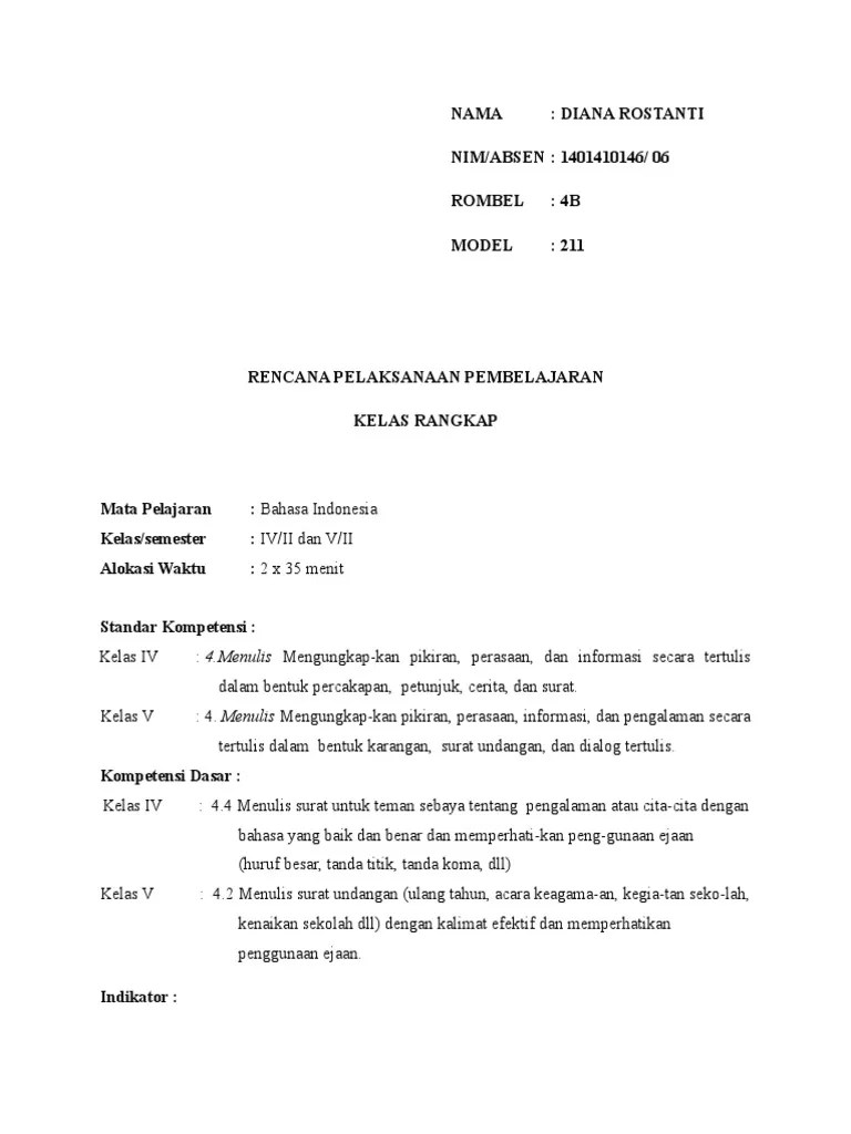 Rpp Pembelajaran Kelas Rangkap Model 211 Kelas 2 Dan 3 Semester 2
