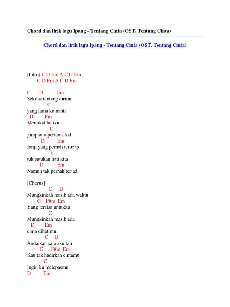 Kunci Gitar Bintang Hidupku Ipang