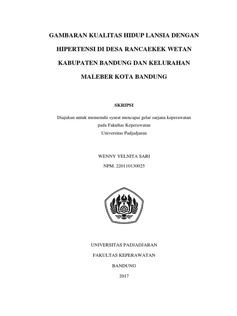 Gambaran Kualitas Hidup Lansia Dengan Hipertensi Di Wilayah Rural Dan Urban | Pdf
