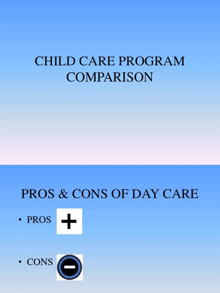 Child Care Program Comparison PDF Child Care Relationships
