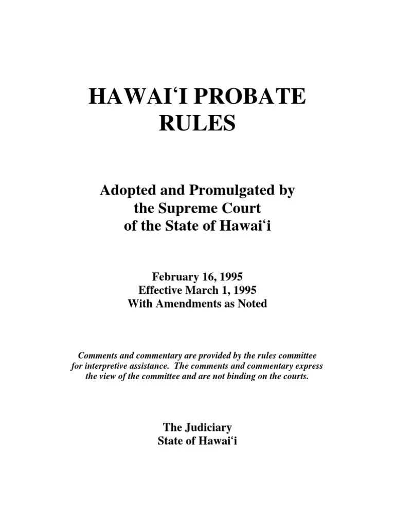 Hawaii Probate Rules Trust Law Pleading