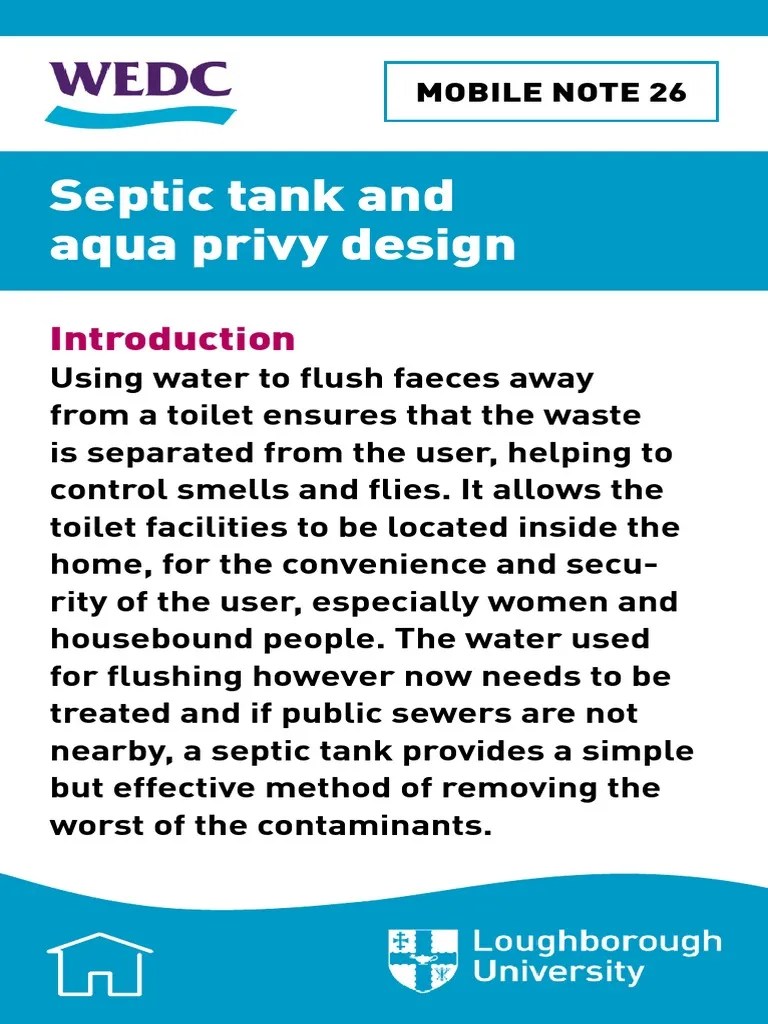 Septic Tank and Aqua Privy Design Septic Tank Sewage Treatment