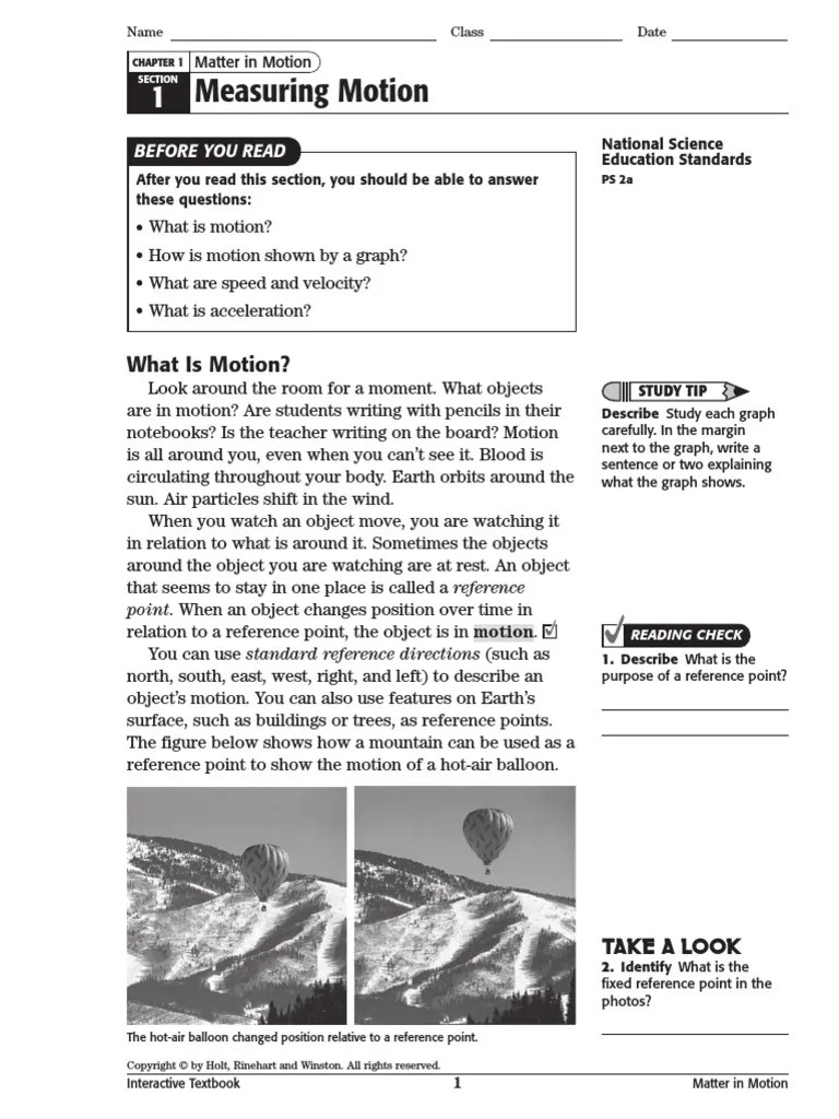 Measuring Motion Worksheet_1.1 Acceleration Speed