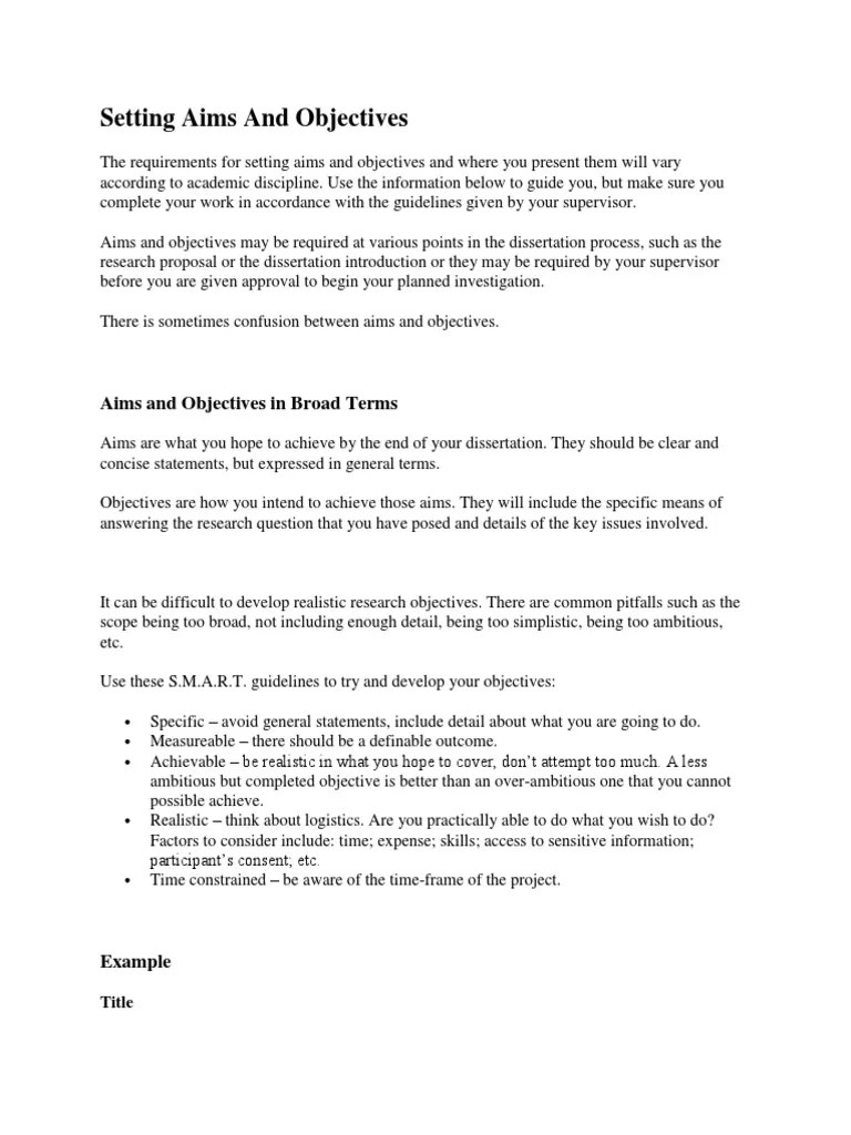 Setting Aims and Objectives Thesis Libraries