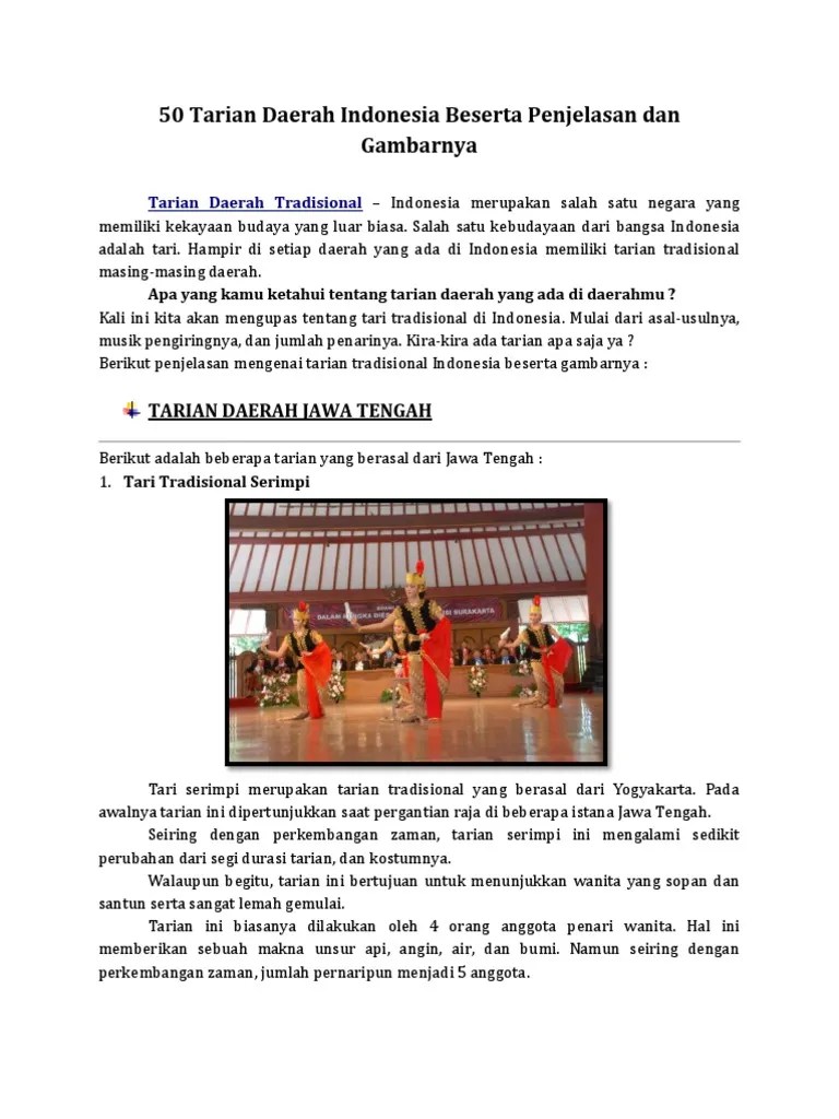 50 Tarian Daerah Indonesia Beserta Penjelasan Dan Gambarnya