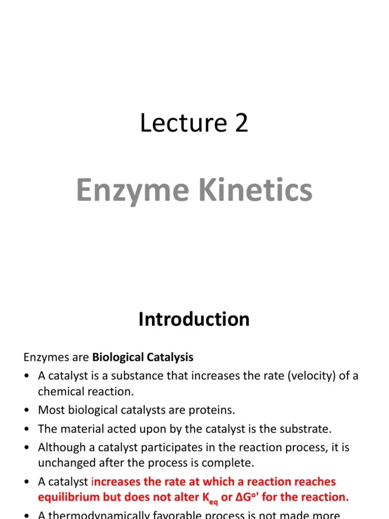 Lecture 2 Enzyme Enzyme Inhibitor Enzyme