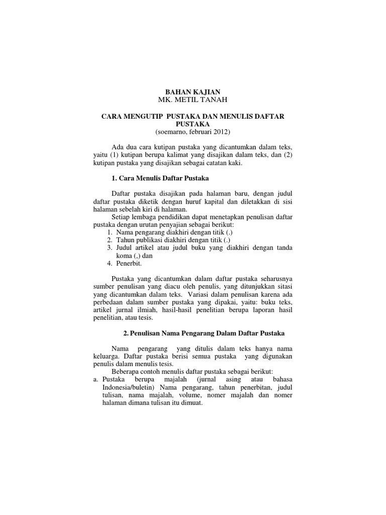 Perbedaan Penulisan Daftar Pustaka Dan Catatan Kaki