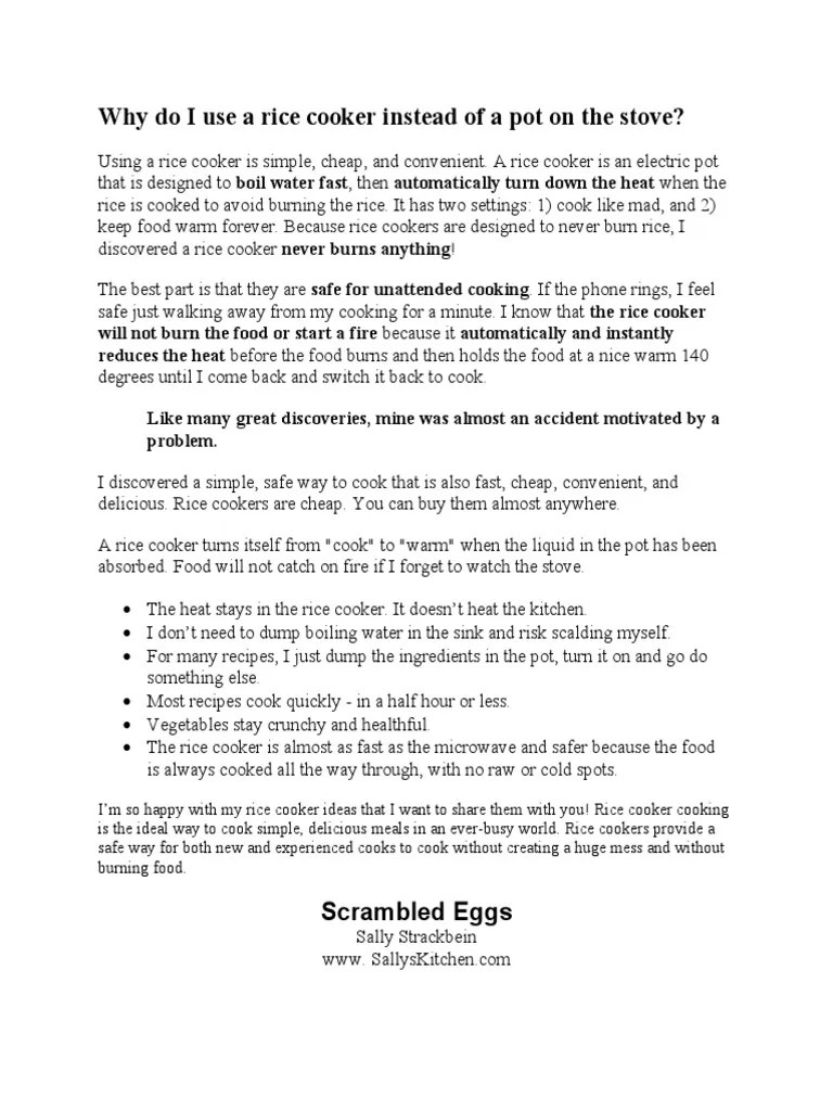 Why Do I Use A Rice Cooker Instead of A Pot On The Stove? PDF