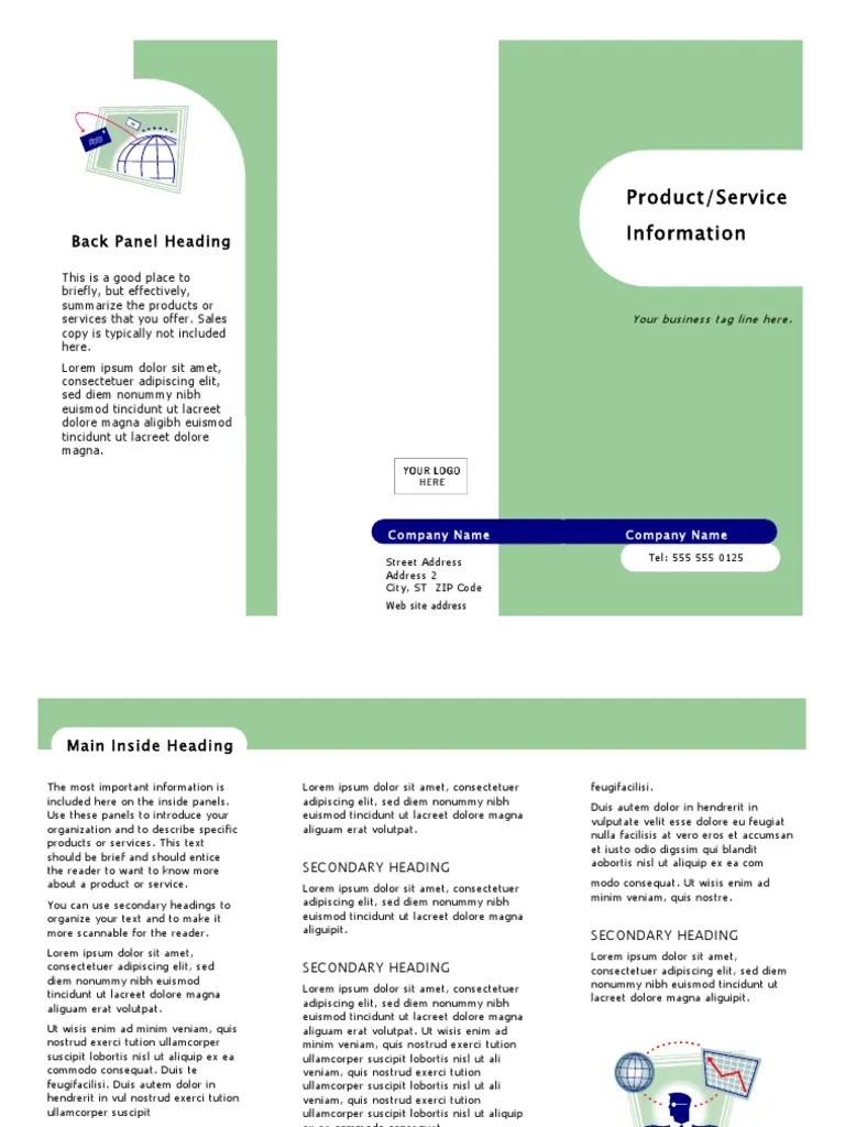 Product/Service Information Back Panel Heading PDF