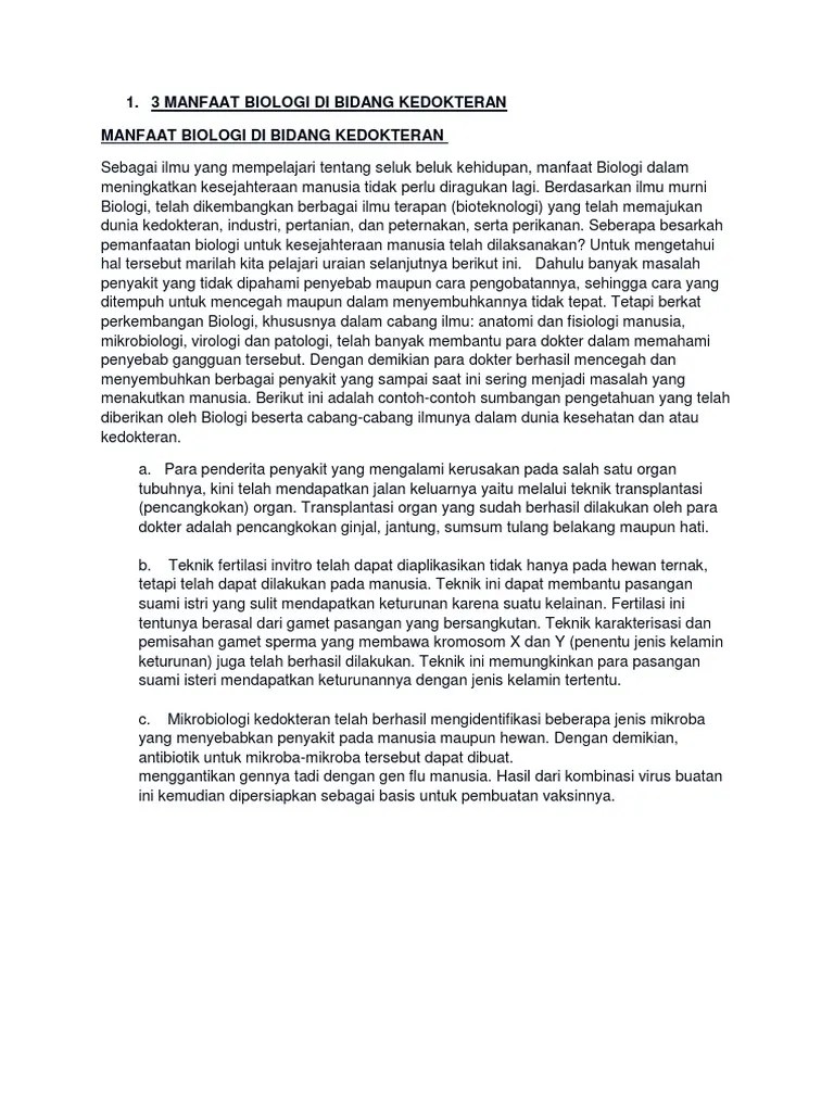 Manfaat Biologi Dalam Bidang Kedokteran – Belajar