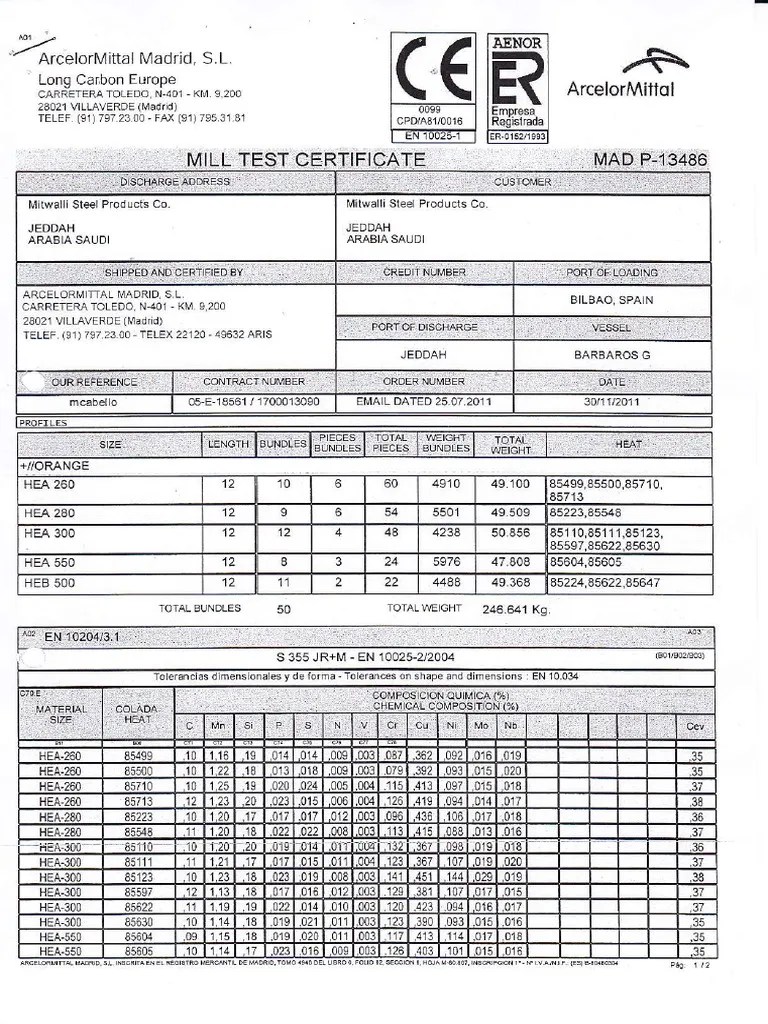 Mill Test Certificate 23