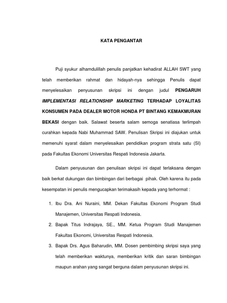 Kata Pengantar Skripsi | Pdf