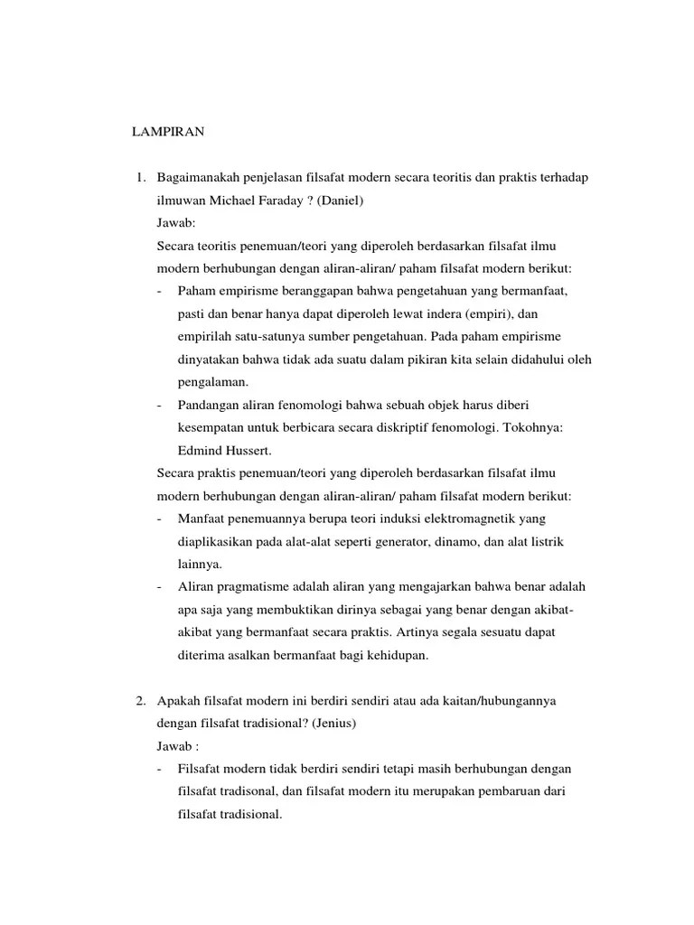 LAMPIRAN Pertanyaan Filsafat Modern | PDF